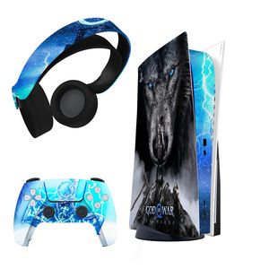 برچسب کنسول و دسته بازی و هدفون ps5 مدل ragnarok مات مناسب برای دستگاه دیسک خور