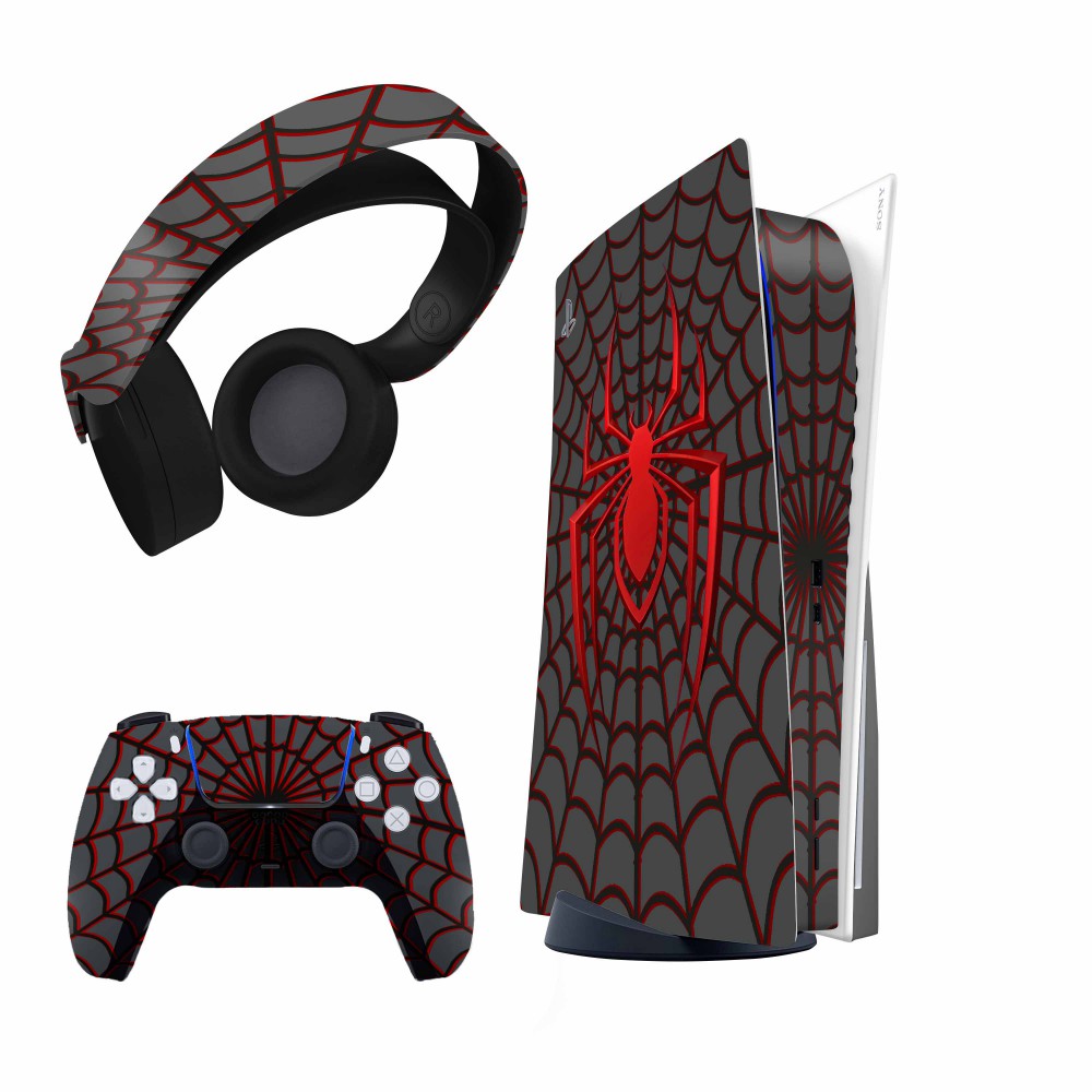 برچسب کنسول و دسته بازی و هدفون ps5 مدل spider man