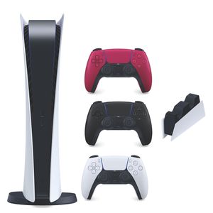 مجموعه کنسول بازی سونی مدل playstation 5 digital ظرفیت 825 گیگابایت به همراه دو دسته اضافه و پایه شارژر