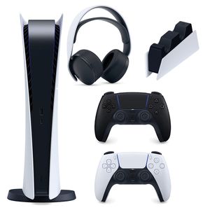 مجموعه کنسول بازی سونی مدل playstation 5 digital ظرفیت 825 گیگابایت به همراه هدست و پایه شارژر و دسته اضافی