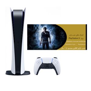 کنسول بازی سونی مدل playstation 5 digital edition ظرفیت 825 گیگابایت به همراه کارت طلایی نصب بازی