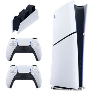 کنسول بازی سونی مدل playstation 5 slim digital edition ظرفیت 1 ترابایت ریجن 2016b اروپا به همراه دسته اضافی و پایه شارژر