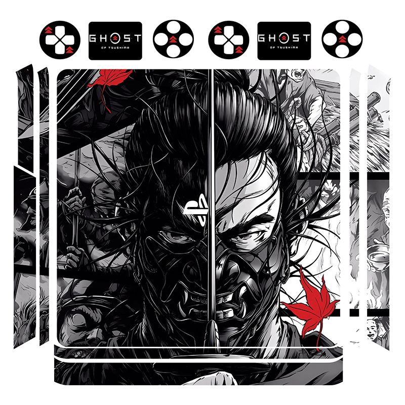 برچسب پلی استیشن 4 اسلیم توییجین وموییجین مدلghost of tsushima 04 مجموعه 14 عددی