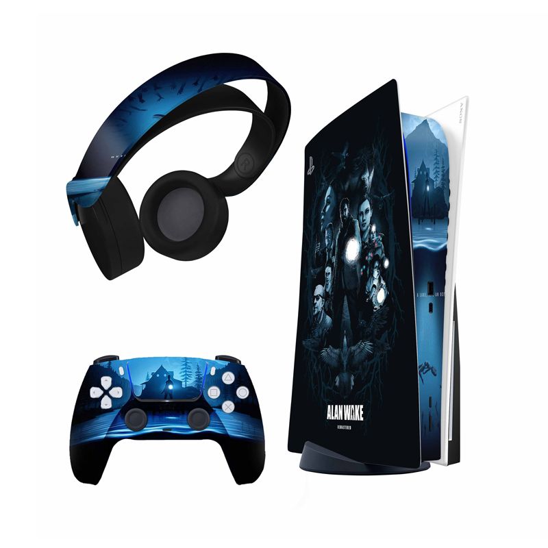 برچسب کنسول و دسته بازی و هدفون ps5 مدل alan wake مات مناسب برای دستگاه دیسک خور