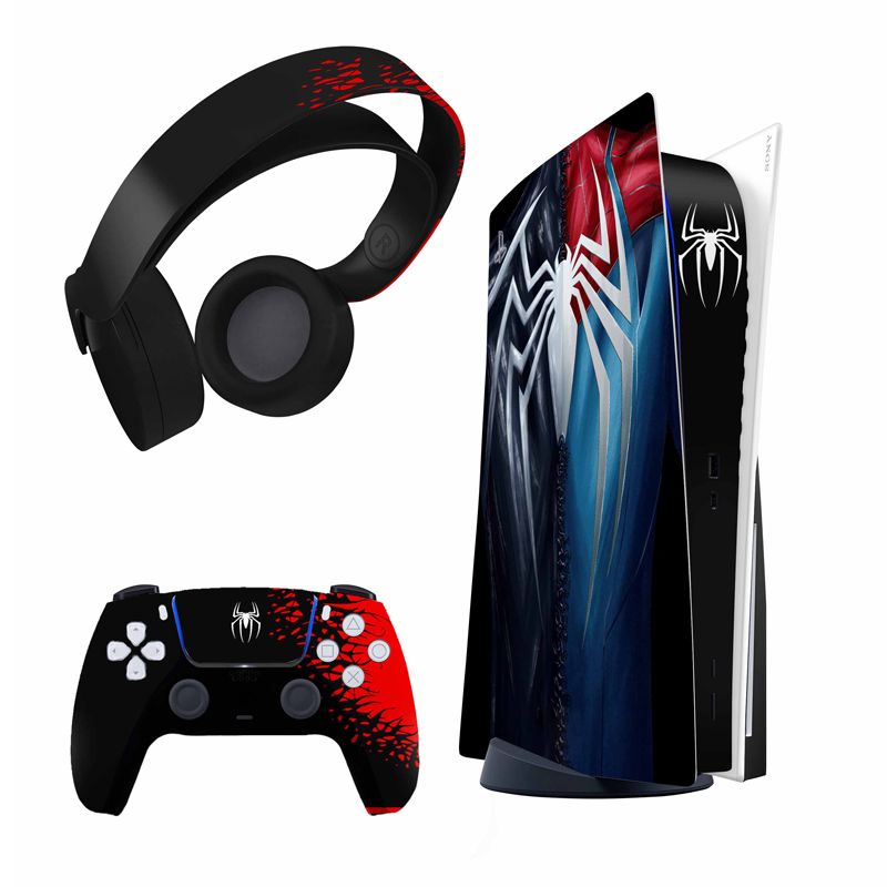 برچسب کنسول و دسته بازی و هدفون ps5 مدل spider man مات مناسب برای دستگاه دیسک خور