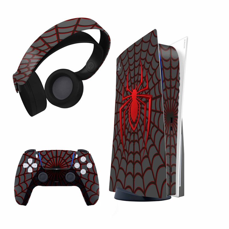 برچسب کنسول و دسته بازی و هدفون ps5 مدل spider man