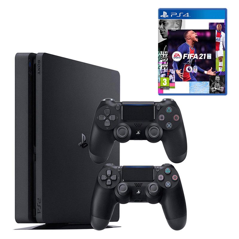 مجموعه کنسول بازی سونی مدل playstation 4 slim cuh 2216b ظرفیت 1 ترابایت به همراه دسته اضافه و فیفا21