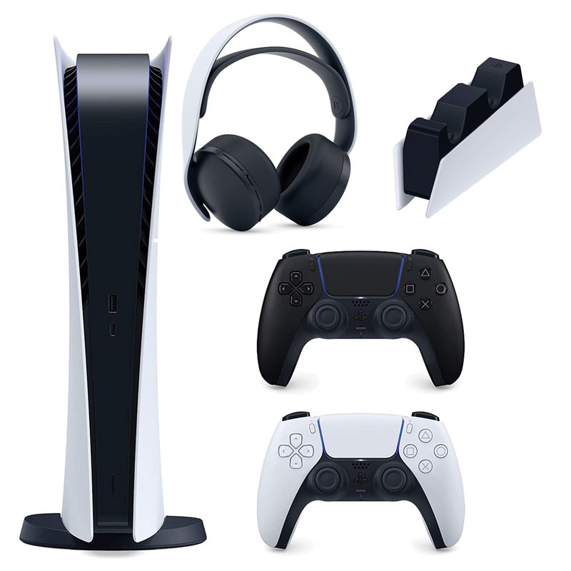 مجموعه کنسول بازی سونی مدل playstation 5 digital ظرفیت 825 گیگابایت به همراه هدست و پایه شارژر و دسته اضافی
