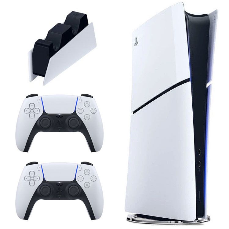 کنسول بازی سونی مدل playstation 5 slim digital edition ظرفیت 1 ترابایت ریجن 2016b اروپا به همراه دسته اضافی و پایه شارژر