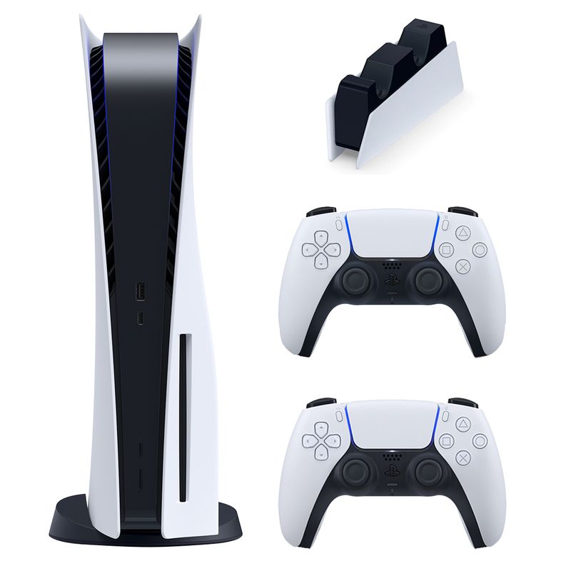 کنسول بازی سونی مدل playstation 5 ظرفیت 825 گیگابایت ریجن 1200 آسیا به همراه دسته اضافه و پایه شارژر